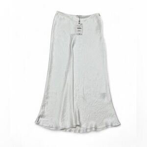 Zara White Satin Slip Skirt